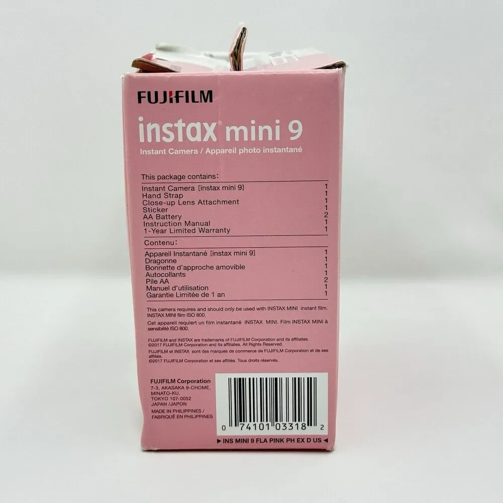 Fujifilm Instax Mini 9 Flamingo Pink Instant Camera Tested Box